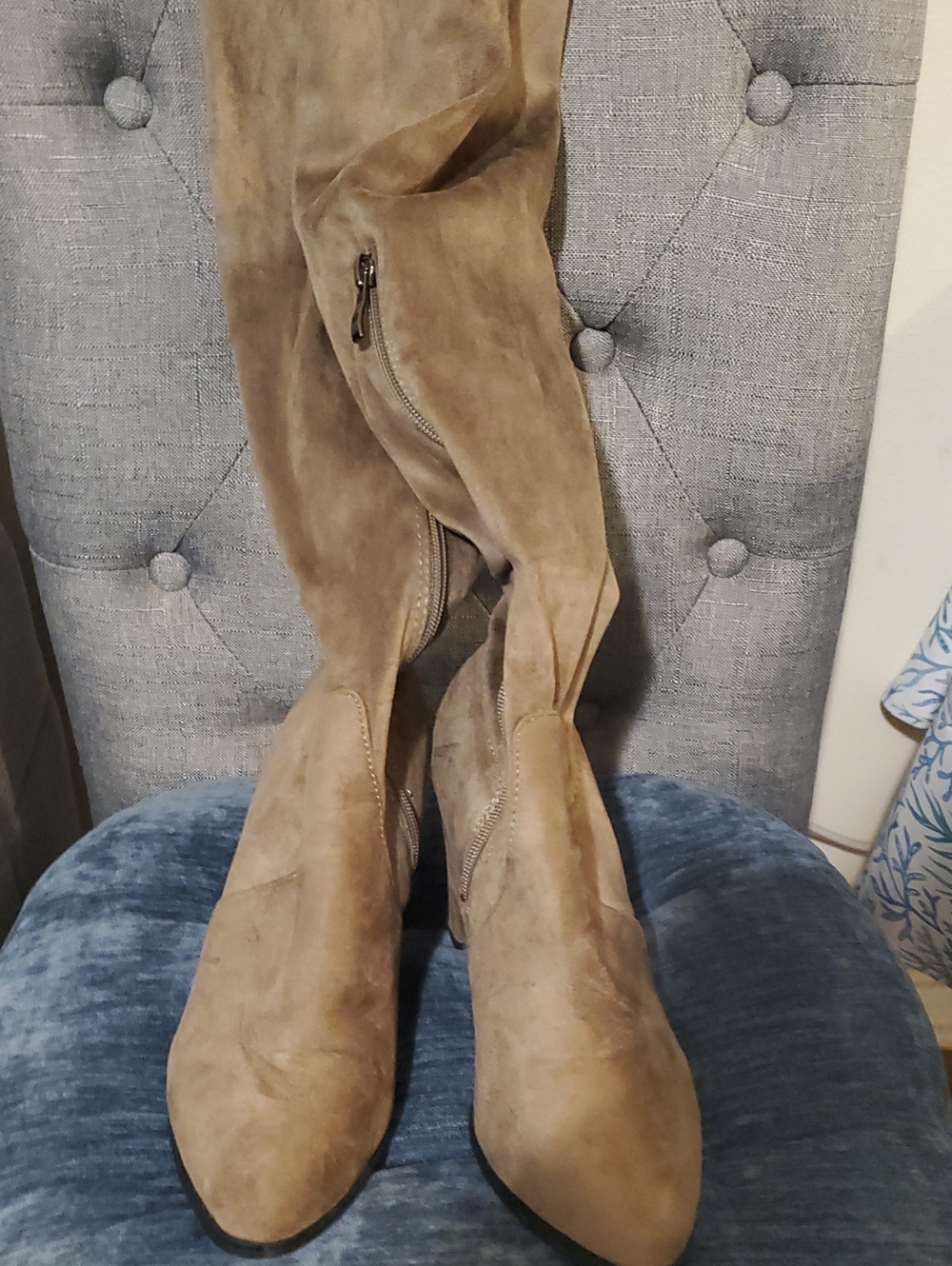 Catherine Malandrino Taupe Suede Over-the-Knee Boots